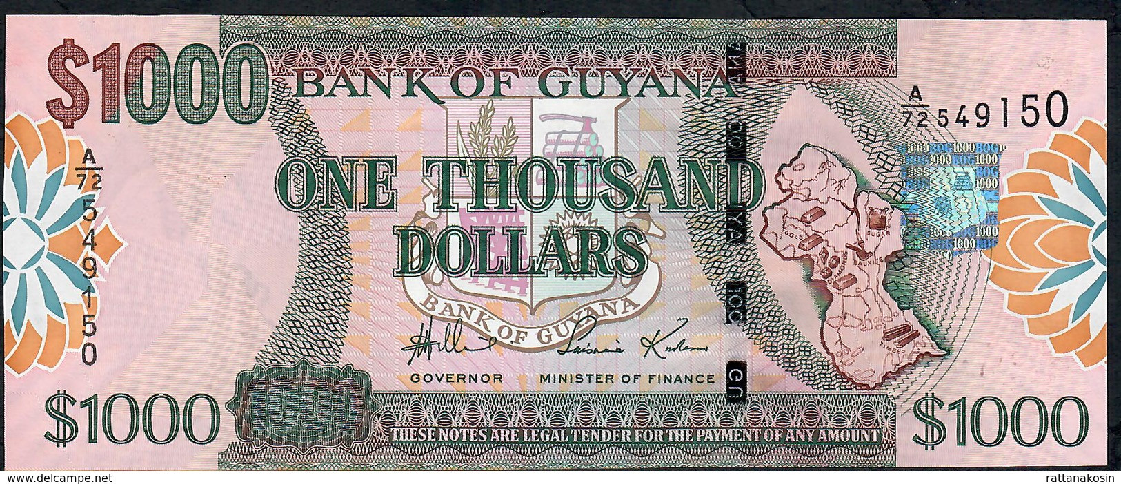 GUYANA P38a 1000 DOLLARS (2006) Signature 13 #A/72   UNC. - Guyana