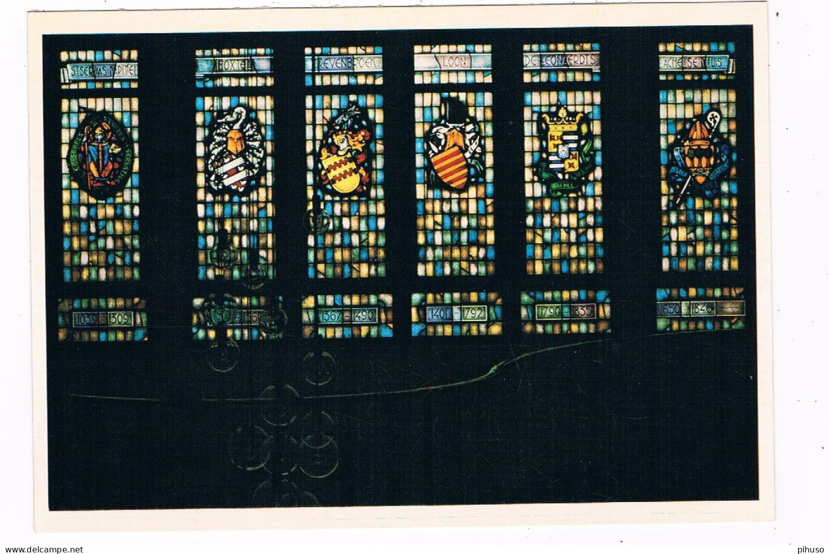 B-9824  ACHEL : Gemeentehuis - 6 Gebrandschilderde Glas-in-lood Ramen ( Stained Glass) - Hamont-Achel