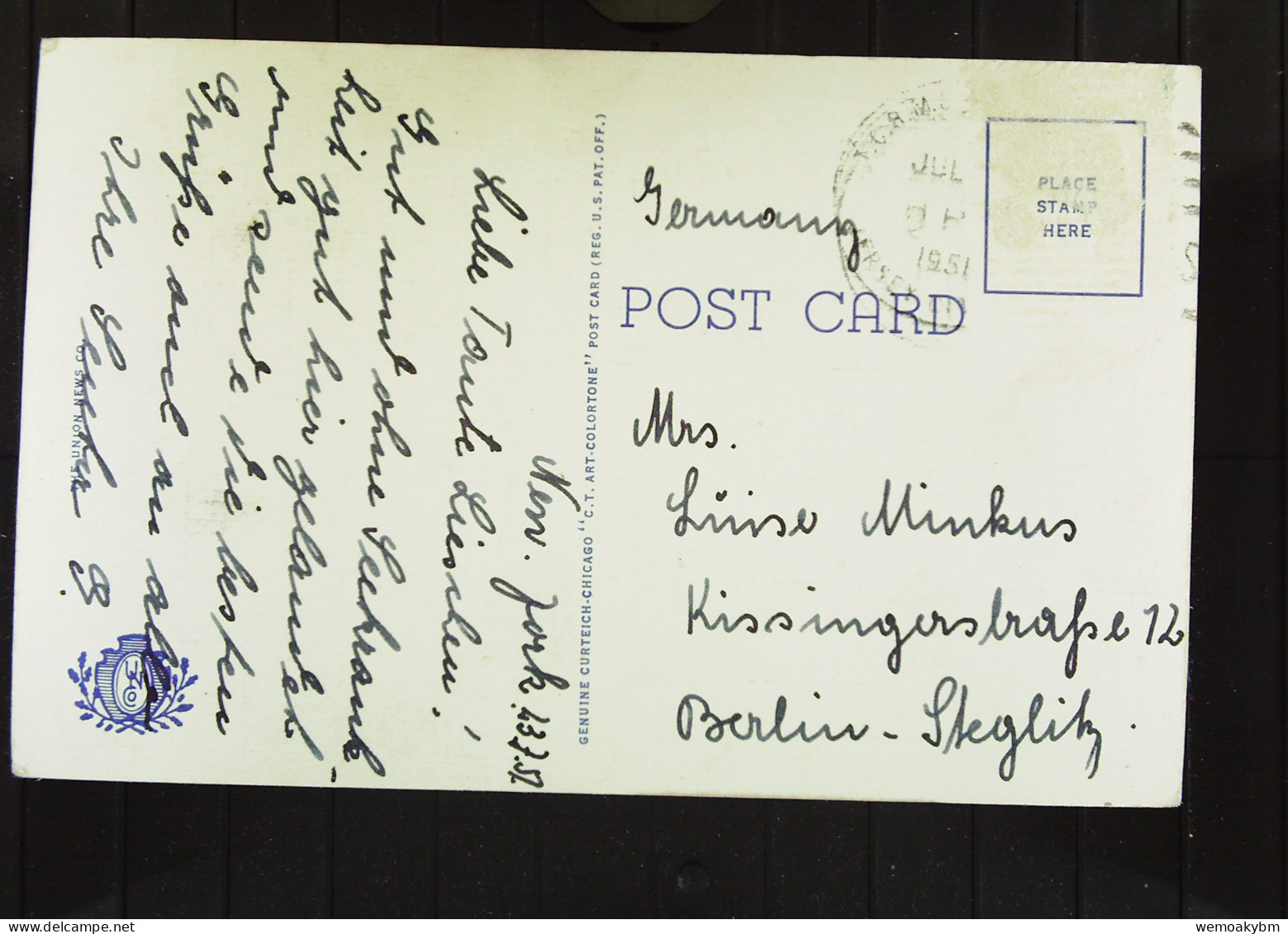 USA: AK Postcard Von New York-City;  Lower Manhatten As Seen From Governor'`s Island V 23.7.1951 Nach Berlin-BM Abgelöst - Manhattan