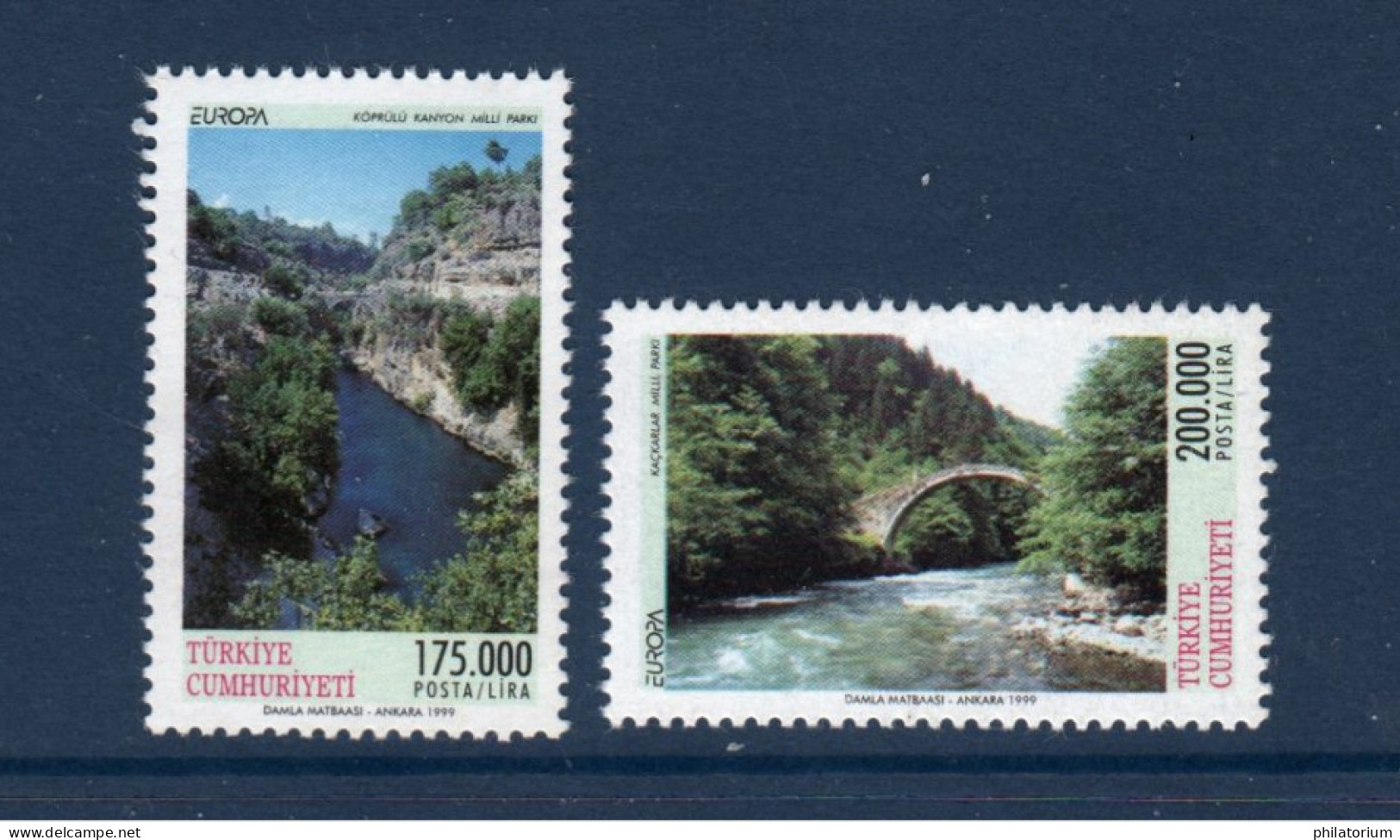 Turquie, Türkiye, **, Yv , Mi 3179, 3180, Europa 1999, Canyon De Koprulu, Kackarlar, - Unused Stamps