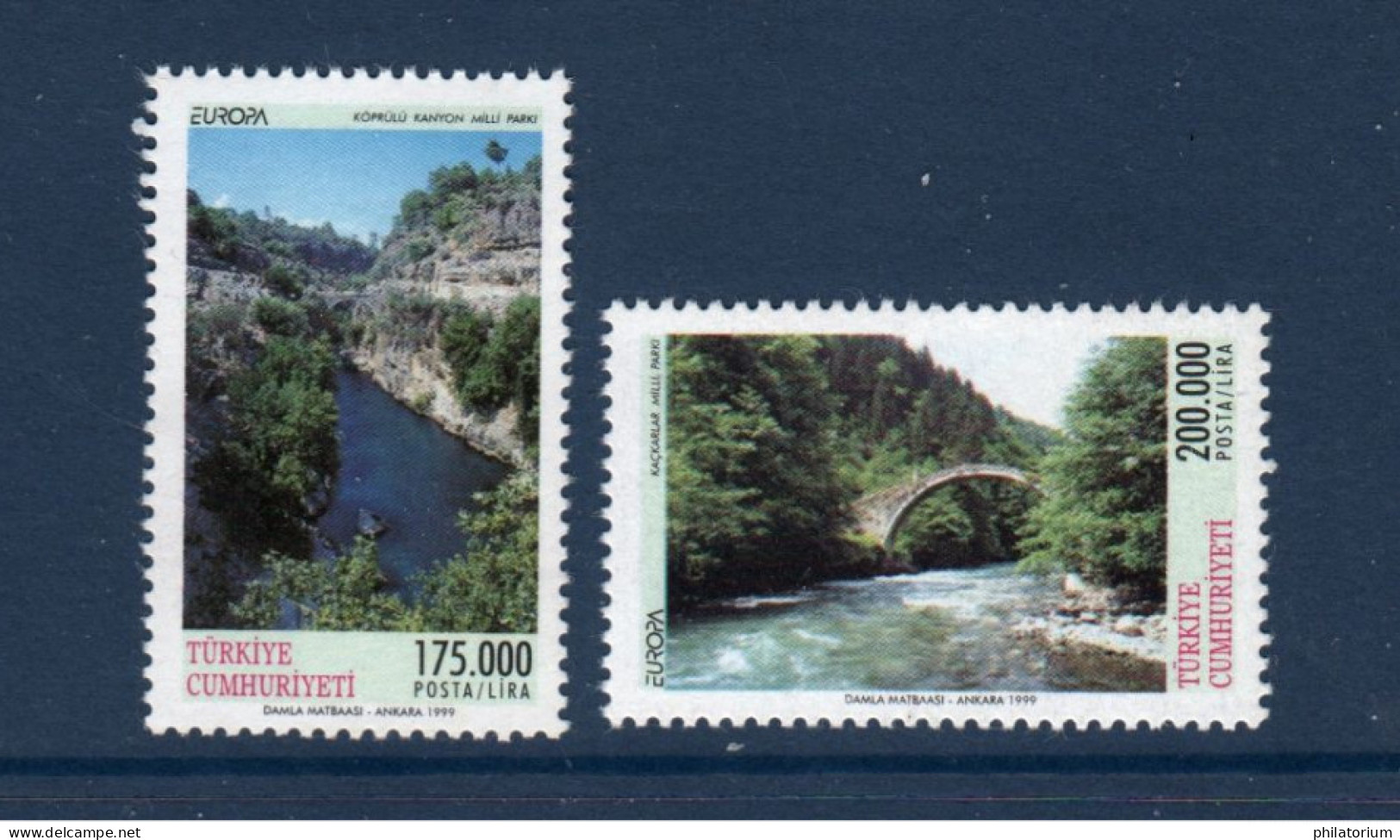 Turquie, Türkiye, **, Yv , Mi 3179, 3180, Europa 1999, Canyon De Koprulu, Kackarlar, - Neufs