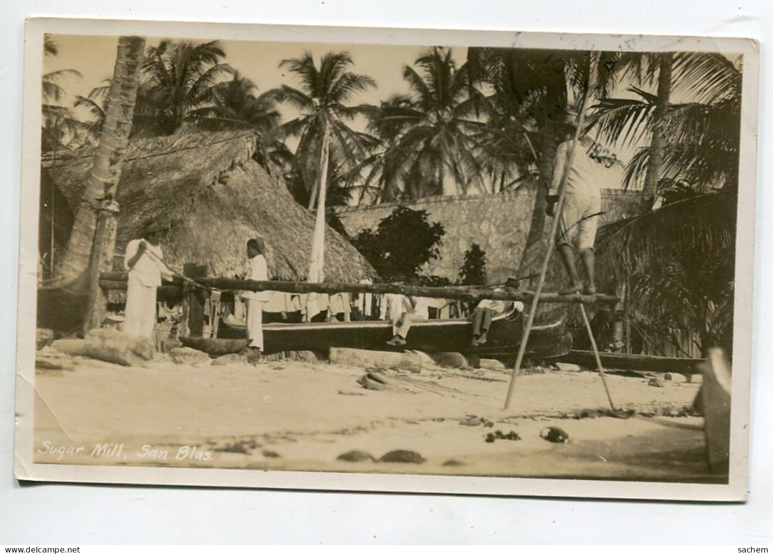 PANAMA SAN BLAS Sugar Mill  Moulin à Sucre Travail Sur La Plage Tirage Argentique Carte Photo  1929 écrite /D08  2022 - Panama