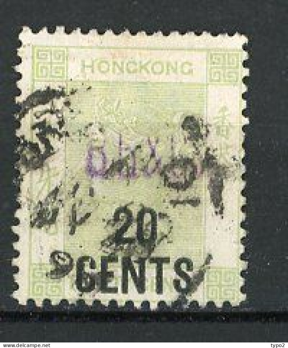 H-K  Yv. N° 49 ; SG N° 45 Fil CA  (o) 20c Vert-gris Victoria Cote 165 Euro BE  2 Scans - Gebruikt