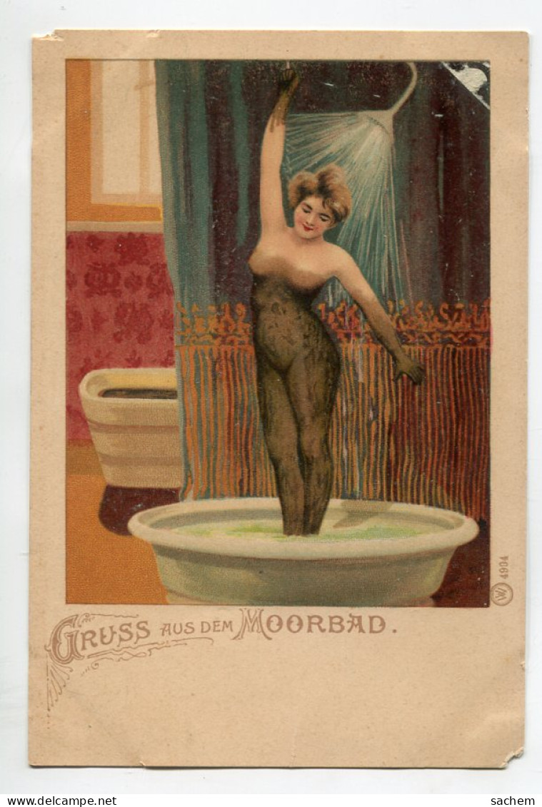 AUTRICHE Gruss Aus MOORBAD  Harbach Jeune Femme Nue Apres Bain De Boue  Se Rincant à La Douche  1900 Dos Non  D10 2022 - Gmünd