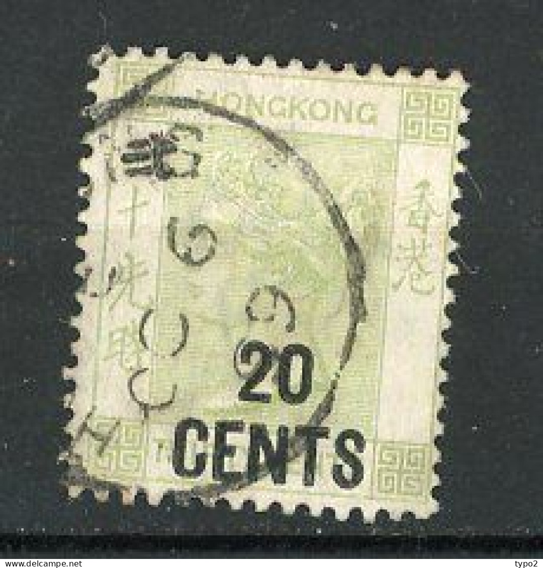 H-K  Yv. N° 54 ; SG N° 48 Fil CA  (o) 20c S 30c Vert-gris  Victoria Marque Chinoise  Cote 8 Euro BE  2 Scans - Gebruikt