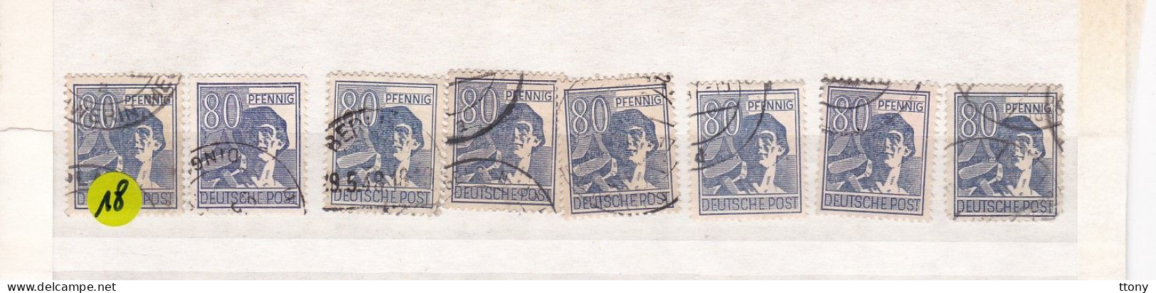 Un Lot De 8  Timbres Oblitéré  80  Pfennig  Deutsche Post  1947     Allemagne   Occupation Alliée   Zone Interalliée AAS - Oblitérés