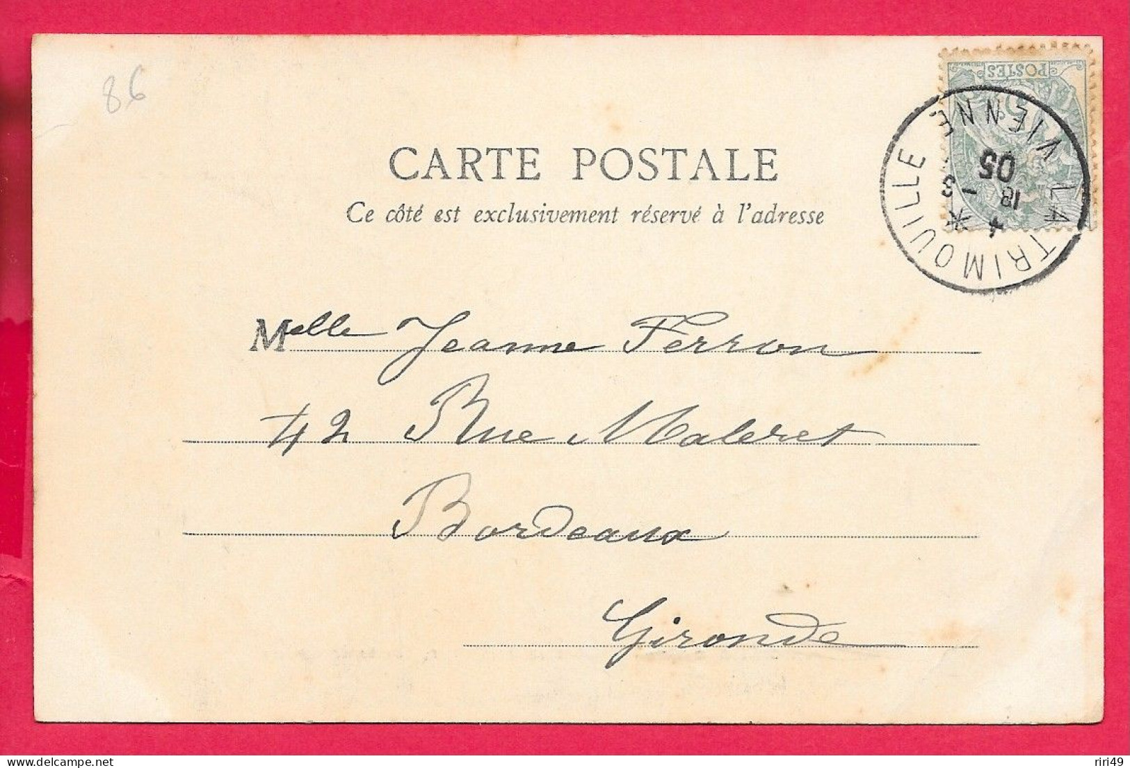 Cpa 86 La TRIMOUILLE, Château De Regner, Belle Carte, Voir Scanne Dos Simple, Voyagée 1905 - La Trimouille