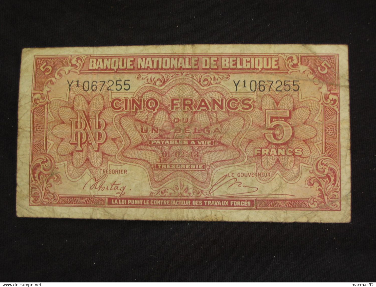 5 Francs - VYF FRANK - Banque Nationale De Belgique - 1943  **** EN ACHAT IMMEDIAT **** - 5 Francos