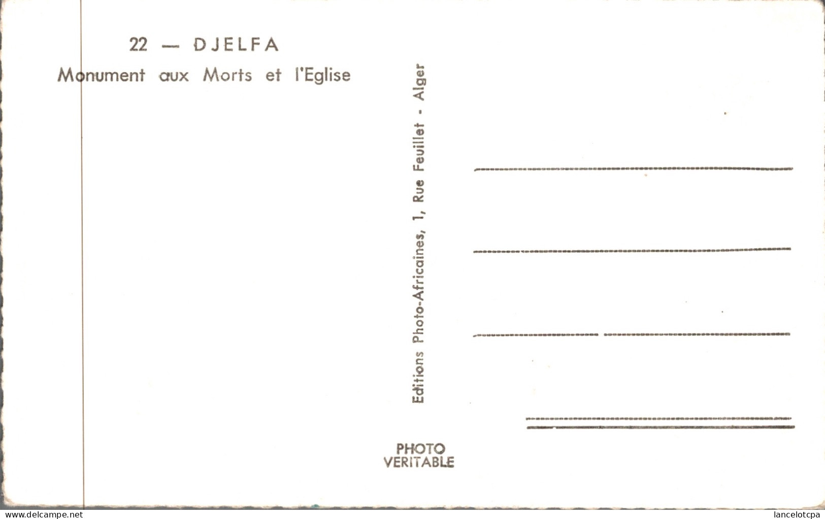 DJELFA / MONUMENT AUX MORTS ET L'EGLISE - Djelfa