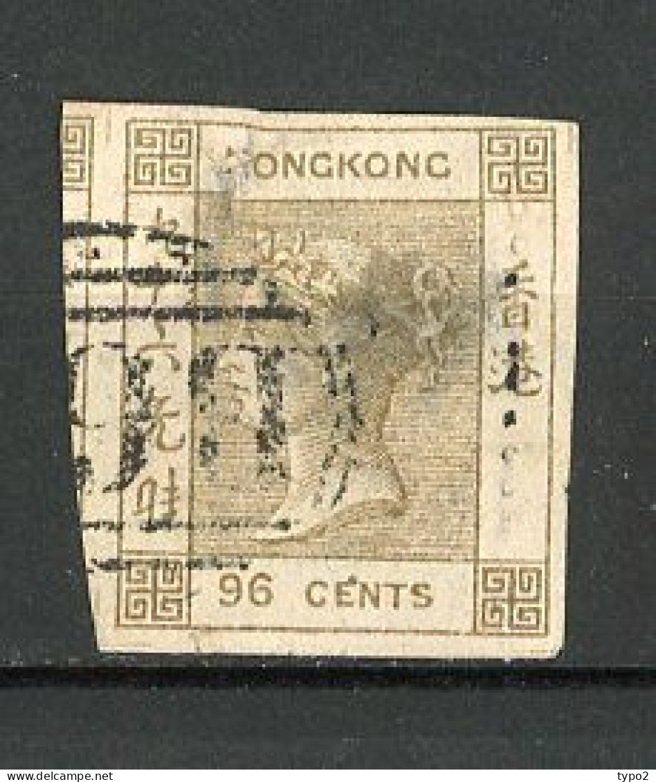 H-K  Yv. N° 7 ; SG N° 7 Sans Fil Dent 14 (o) 96c Gris-olive  Victoria  Cote 500 Euro D  2 Scans - Used Stamps