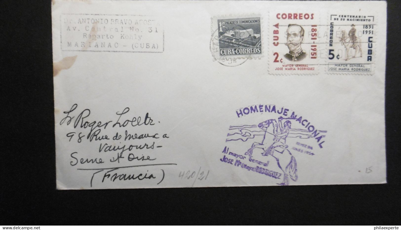 Kuba Mi. 433/434 U.andere Brief 1954 + SST Nach Frankreich - Cartas & Documentos