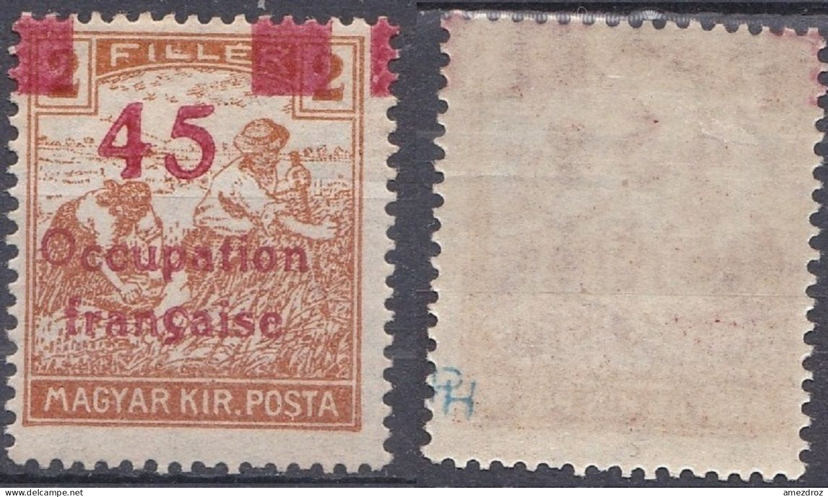 Arad Occupation Française En Hongrie Mi 16 Type I  * Moissonneurs Variété Du O Surélevé (K7) - Nuevos