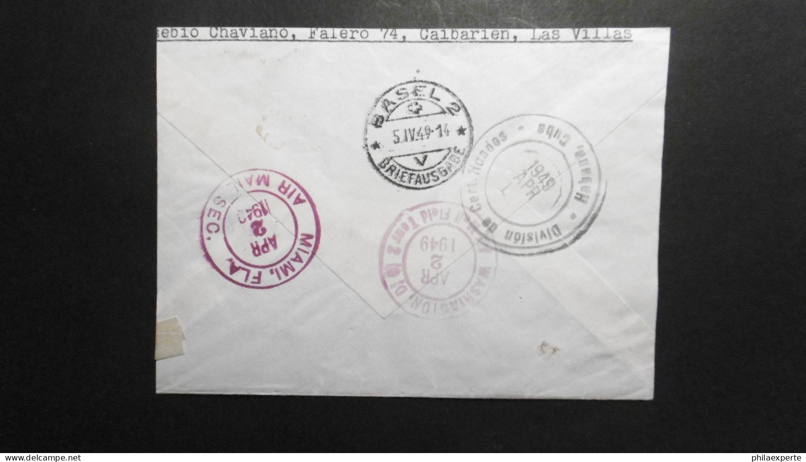 Kuba Mi. 204,283+234+236(ls.unentwertet) LP Einschreiben 1949 In Die Schweiz-rechts Gekürzt - Storia Postale