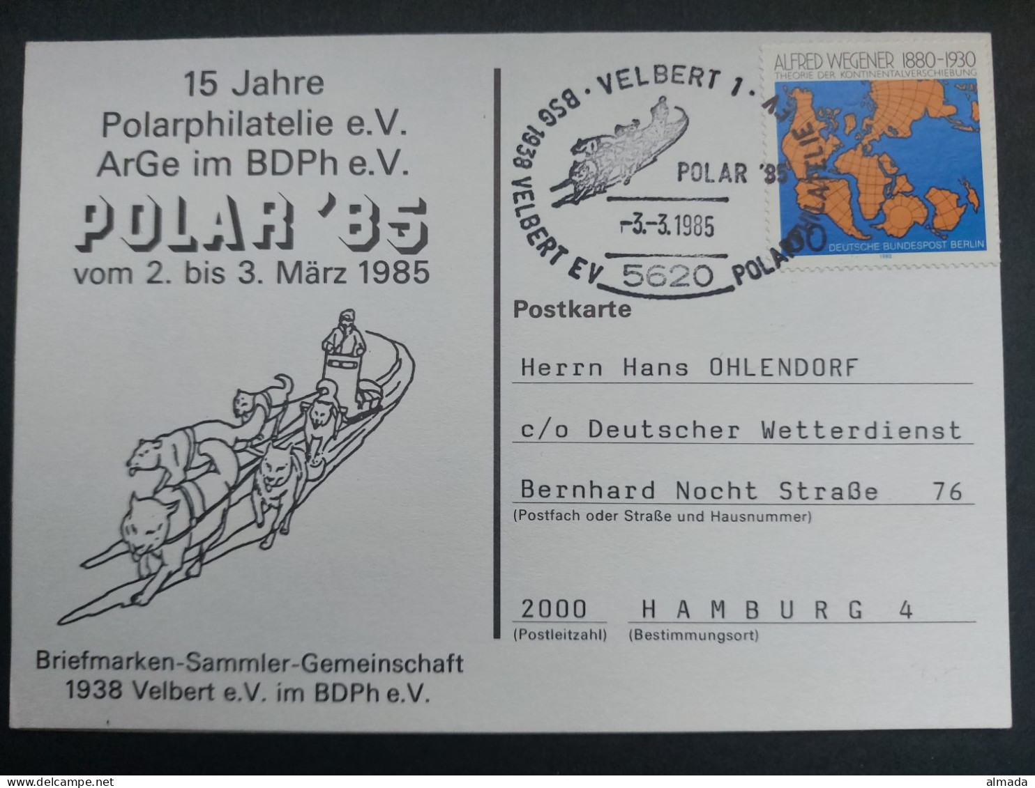 BRD 1985: Postkarte 15 Jahre Polarphilatelie - Events & Gedenkfeiern