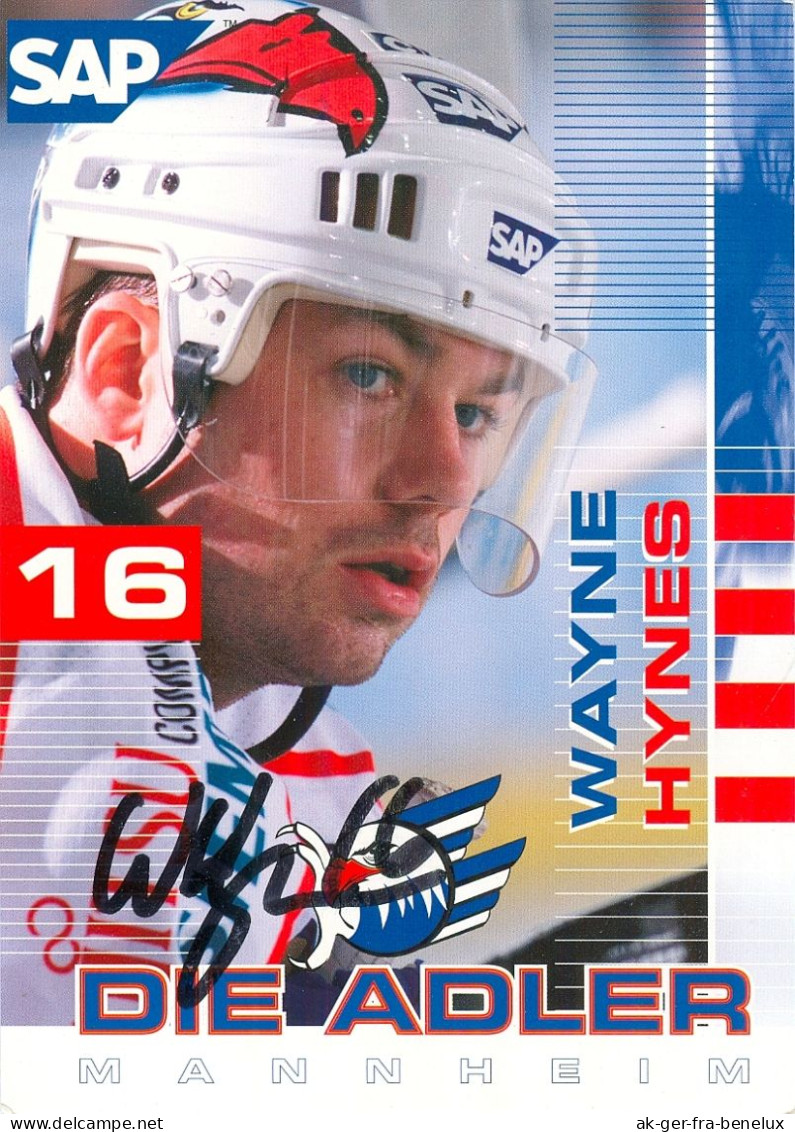 Autogramm Eishockey AK Wayne Hynes Adler Mannheim 01-02 MERC ERC Hannover Scorpions Hamburg Freezers SERC Schwenningen - Sports D'hiver