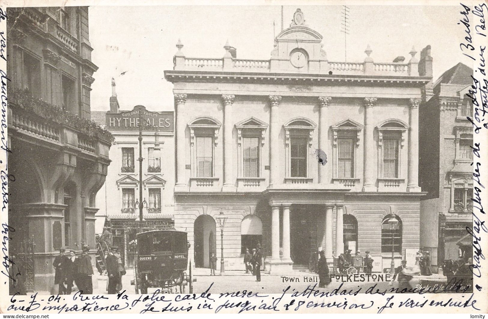 lot 9 cartes postales CPA Folkestone the lees , town hall , harbour , lower road , castle hill avenue , church + timbre