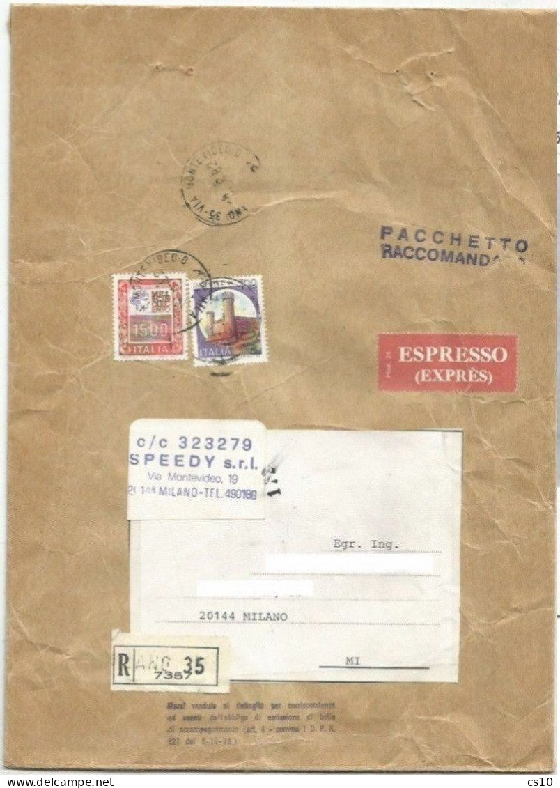 Pacchetto Postale Espresso Raccomandato Milano Per Città 13dic1982 Tariffa L.2.200 "Merce Esente Da Bolla" - Express-post/pneumatisch