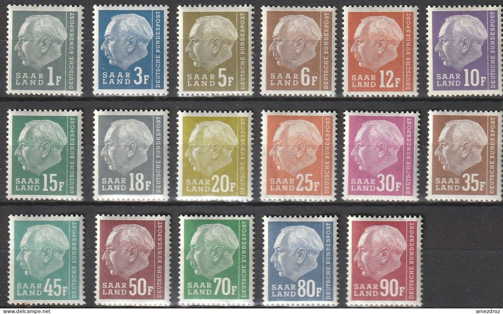 Sarre Saar 1957 N° 31-57 MNH ** Président Theodor Heuss (K7) - Neufs