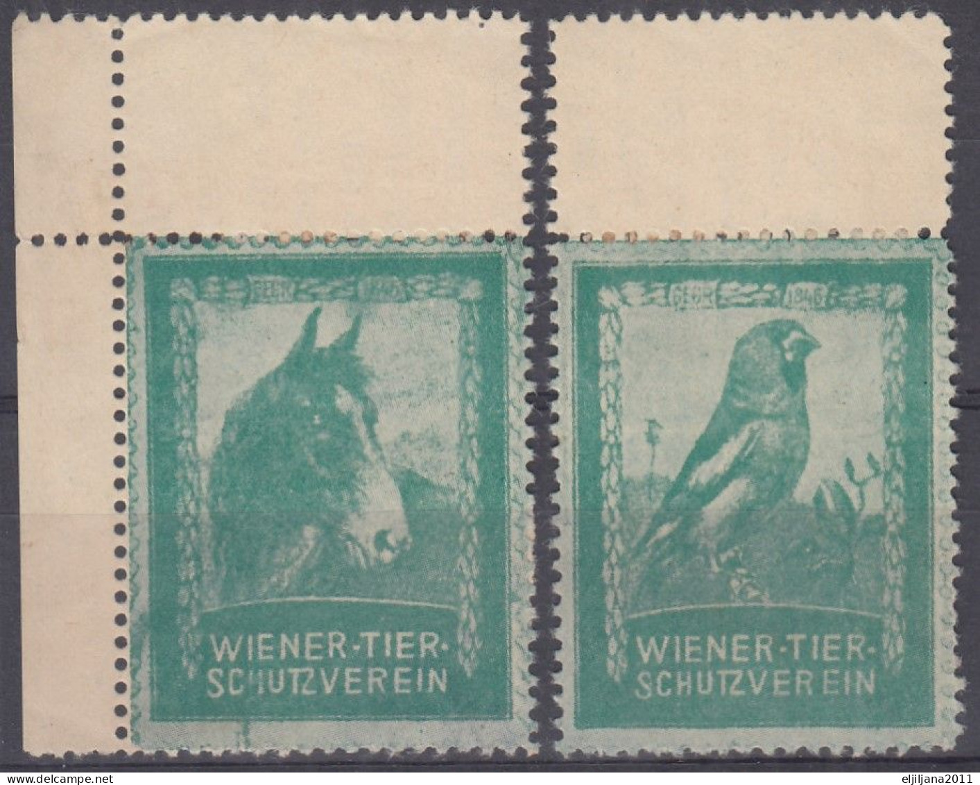 ÖSTERREICH / Austria 1910 ⁕ WIENERN TIER SCHUTZVEREIN ⁕ 2v MH Cinderella - Erinnophilie