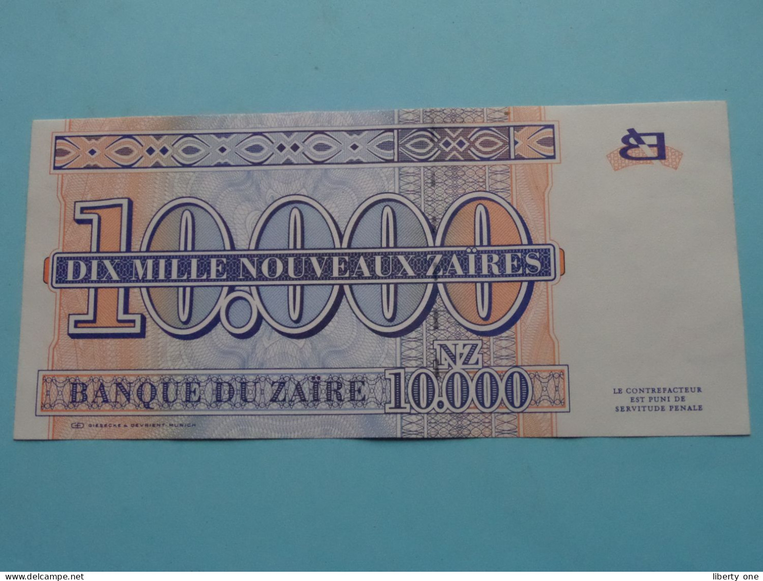 Dix Mille (10.000) Nouveau Zaires ( See / Voir Scans ) Banque Du ZAIRE - 30-1-1995 ( UNC ) G&D ! - Zaire