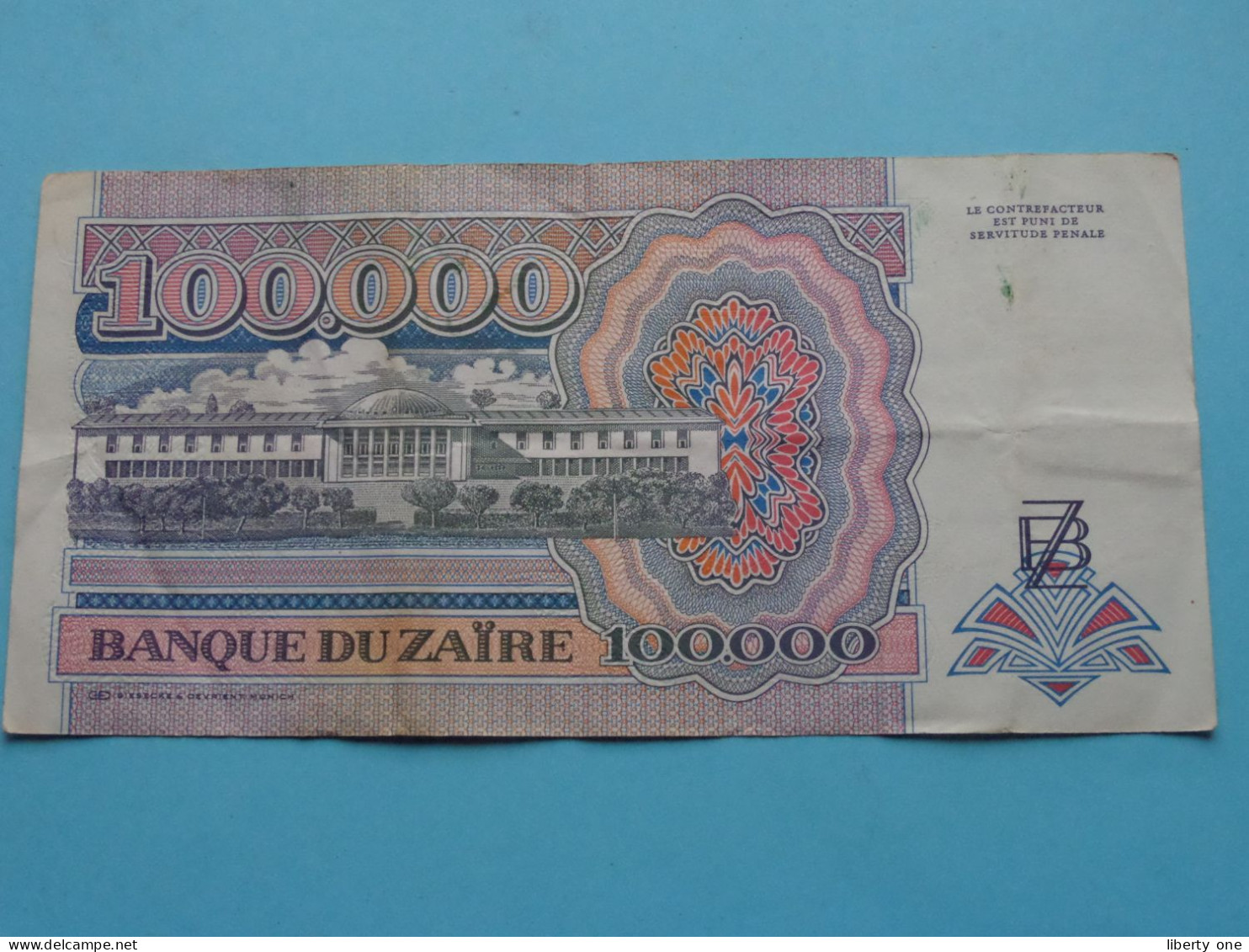 Cent Mille (100.000) Zaires ( See / Voir Scans ) Banque Du ZAIRE - 4-1-1992 ( Circulated ) ! - Zaire