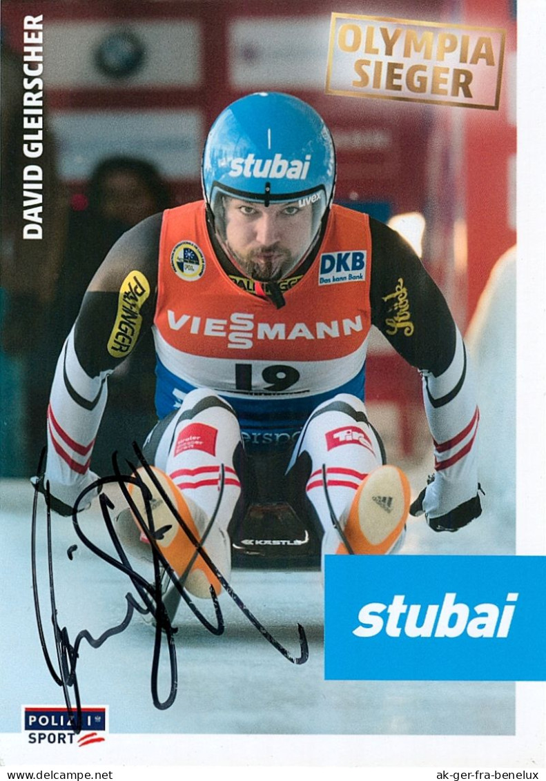 Autogramm AK Rodeln Rennrodler David Gleirscher Hall In Tirol Telfes Im Stubai Österreich Olympiasieger Olympia Gold - Autographes