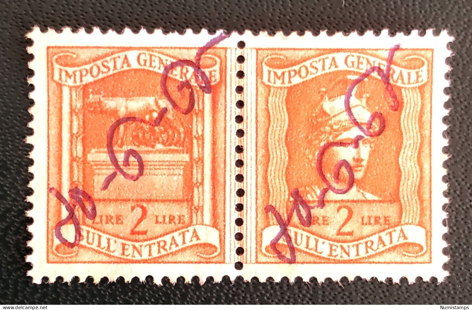 Imposta Generale Sull'entrata - Lire 2 - Revenue Stamps