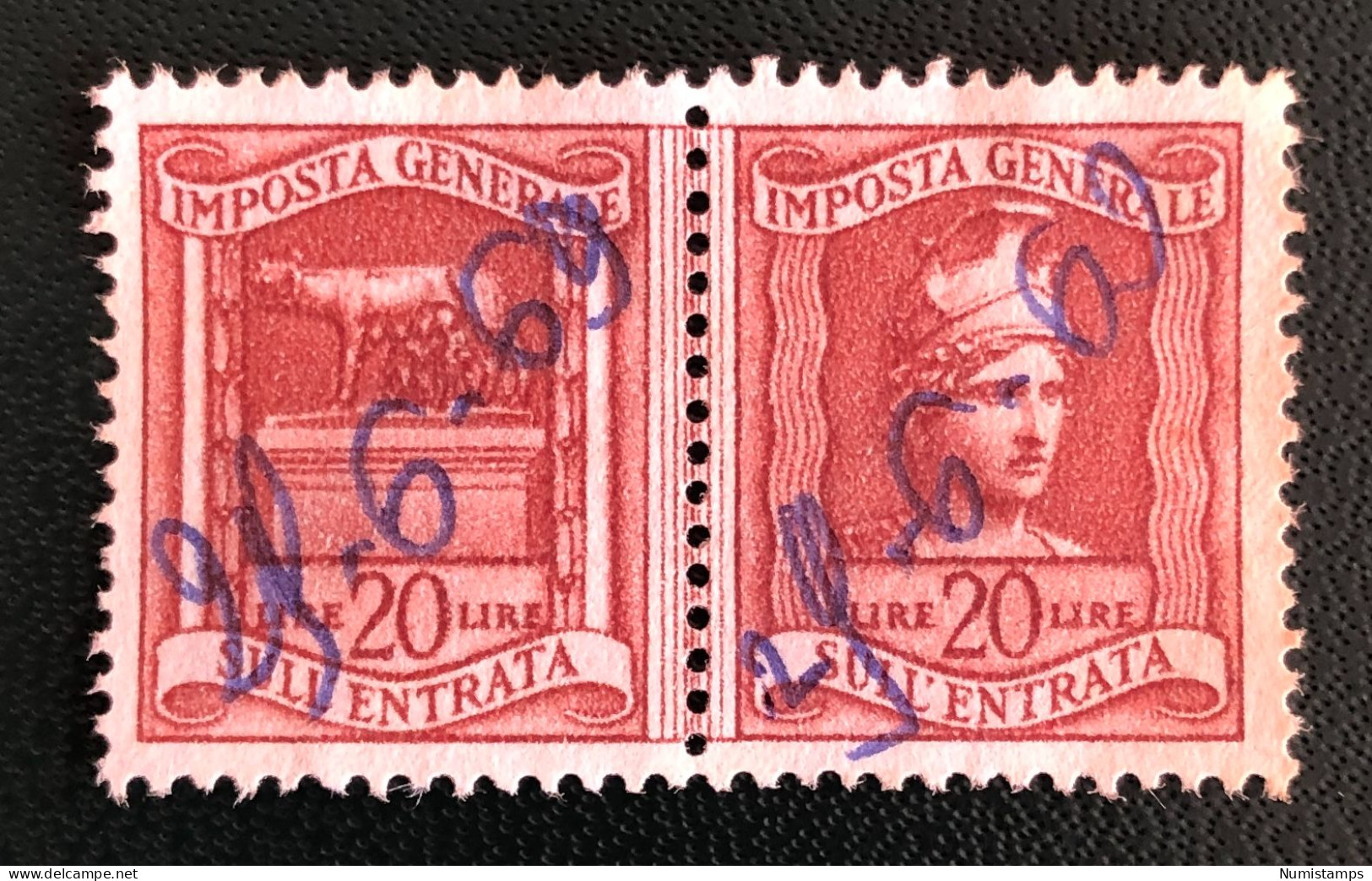 Imposta Generale Sull'entrata - Lire 20 - Revenue Stamps