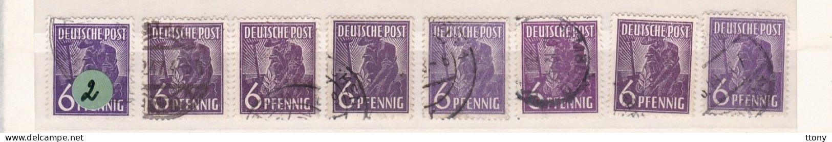 Un Lot De 8  Timbres Oblitéré  6  Pfennig  Deutsche Post  N° 33     Allemagne   Occupation Alliée   Zone Interalliée AAS - Oblitérés