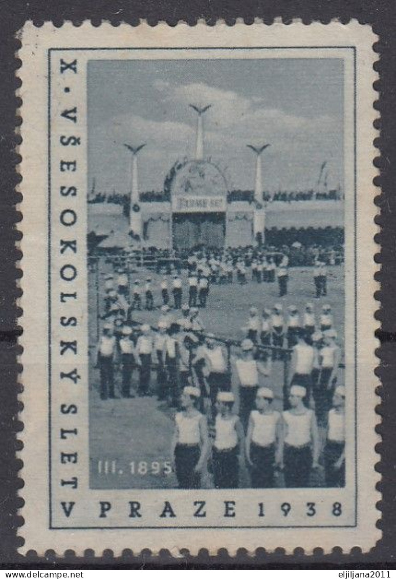 Czechoslovakia 1938 ⁕ X. VŠESOKOLSKY SLET PRAZE ⁕ X. PRAGUE ALL-SCHOOL CONFERENCE ⁕ 1v MH Cinderella - Erinnophilie