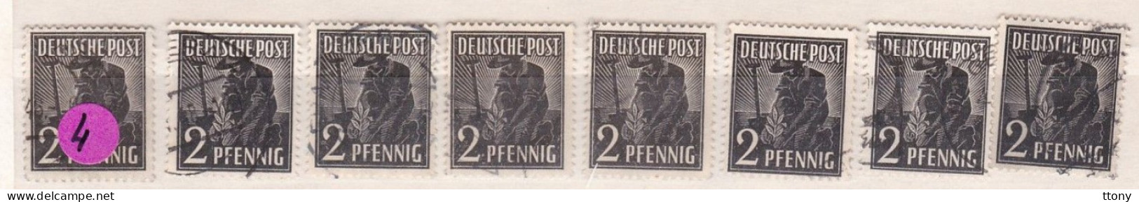 Un Lot De 8  Timbres Oblitérés     2  Pfennig  Deutsche Post      Allemagne   Occupation Alliée   Zone Interalliée AAS - Gebraucht