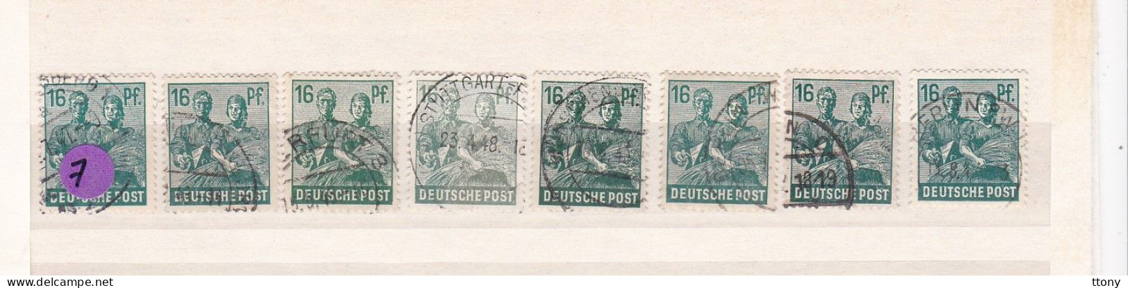 Un Lot De 8  Timbres Oblitérés  16 Pfennig  Deutsche Post Allemagne  N° 38  Occupation Alliée   Zone Interalliée AAS - Usados