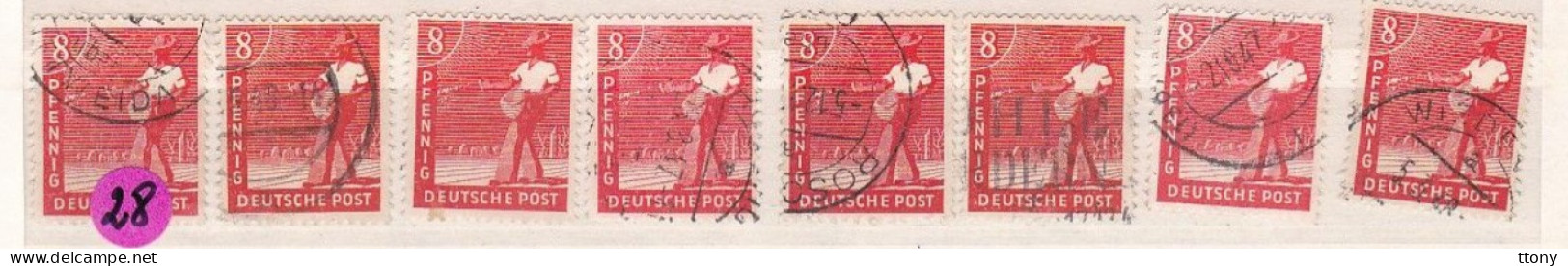 Un Lot De 8  Timbres Oblitérés  40 Pfennig  Deutsche Post Allemagne    Occupation Alliée   Zone Interalliée AAS - Used