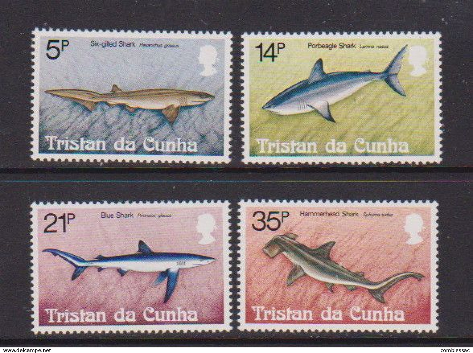 TRISTAN  DA  CUNHA    1982    Sharks   Set  Of  4    MH - Tristan Da Cunha