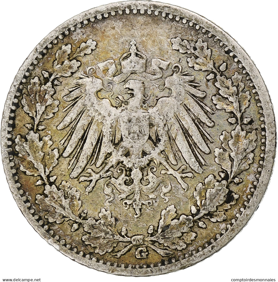 Empire Allemand, 1/2 Mark, 1906, Karlsruhe, TB, Argent, KM:17 - 1/2 Mark