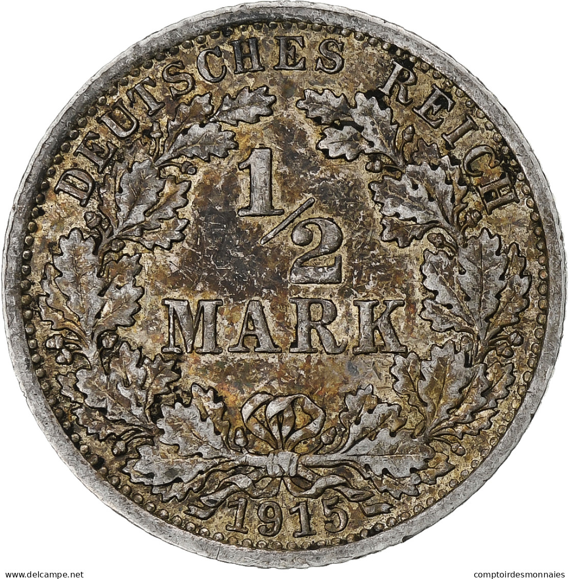 Monnaie, GERMANY - EMPIRE, 1/2 Mark, 1915, Berlin, TTB, Argent, KM:17 - 1/2 Mark