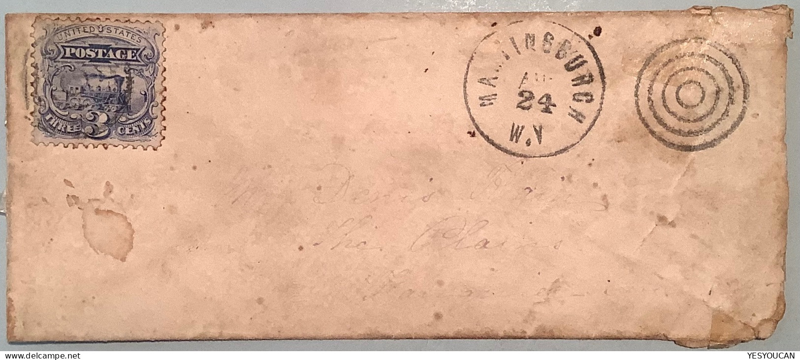 US 114 On MARTINSBURGH W.V Cover Frkd 1869 3c (Train USA Berkeley County West Virginia Locomotive - Cartas & Documentos