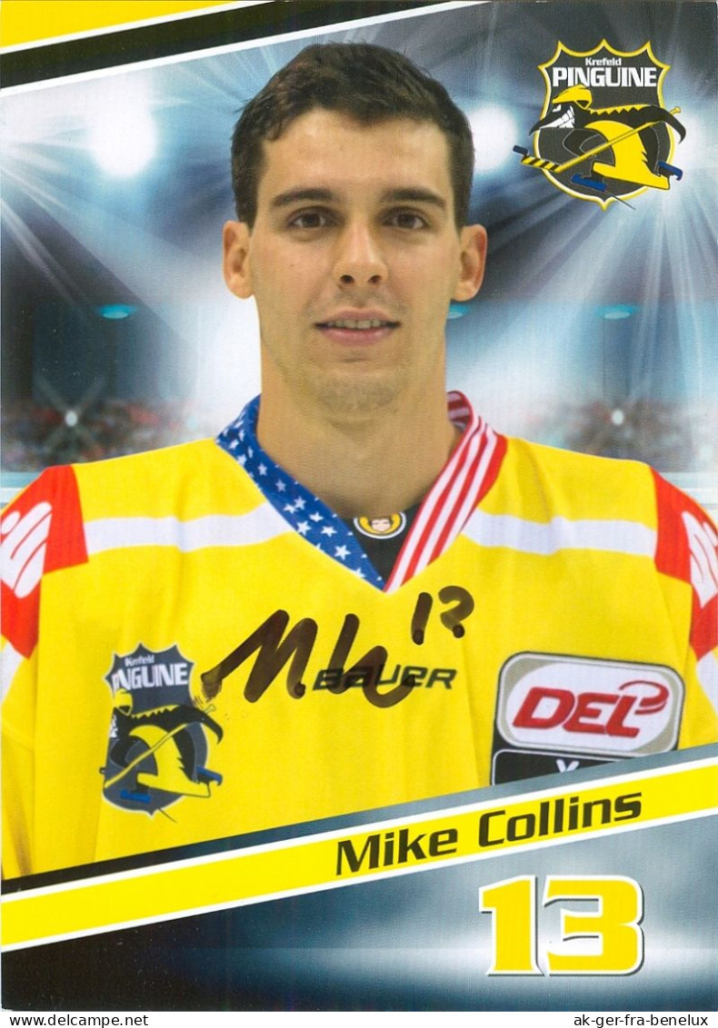 Autogramm Eishockey AK Mike Collins Krefeld Pinguine 15-16 KEV EV EC Kassel Huskies ERC Ingolstadt Vernon Iowa Wild - Sports D'hiver