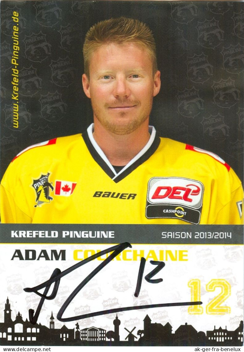 Autogramm Eishockey AK Adam Courchaine Krefeld Pinguine 13-14 EC Graz 99ers EK Zell Am See EHC Olten DEG Düsseldorf - Sports D'hiver