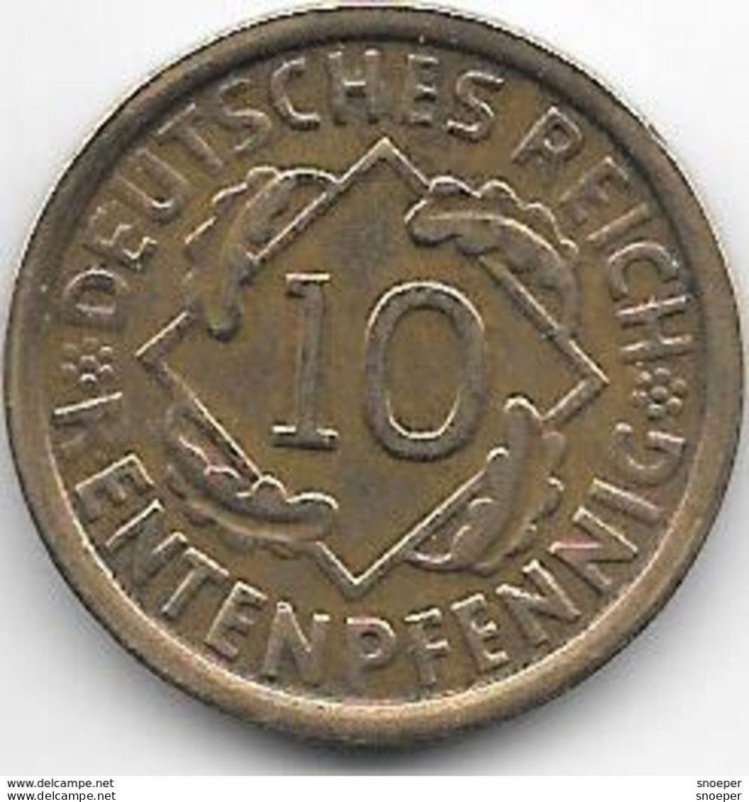 *germany  Weimar 10 Rente  Pfennig 1924 G    Km 33 Vf - 10 Renten- & 10 Reichspfennig