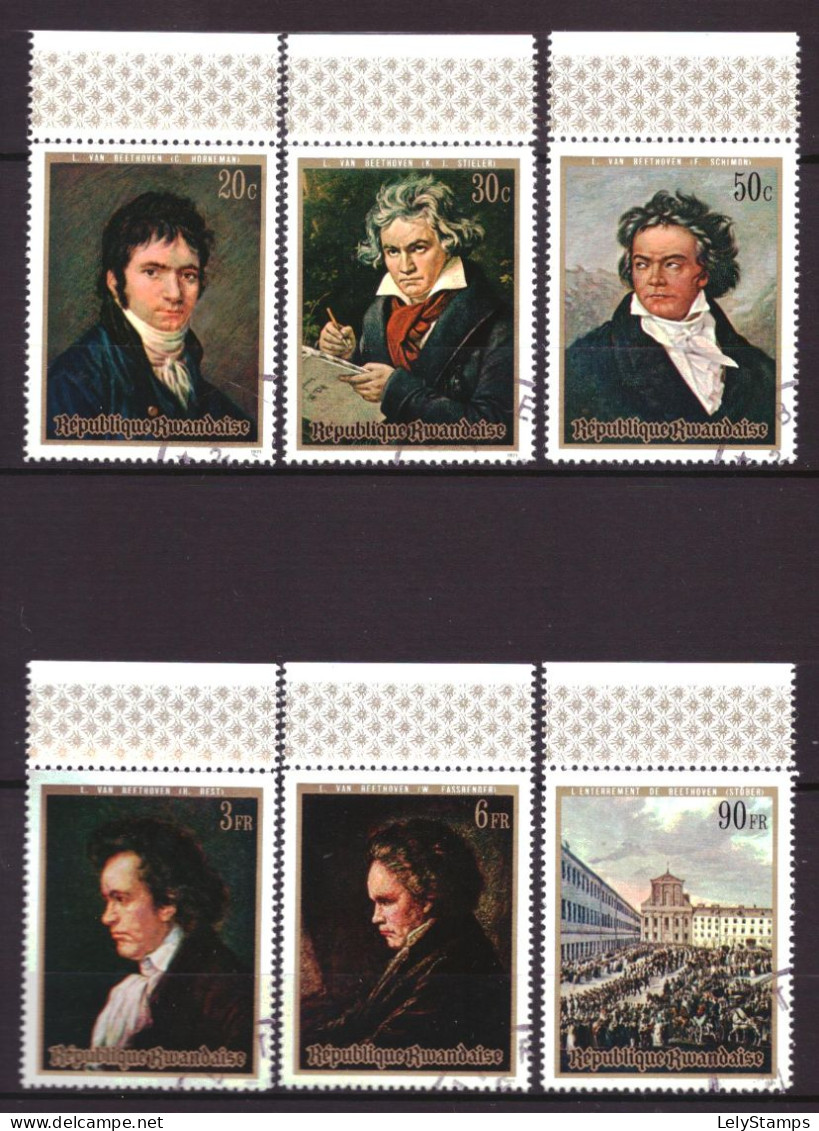 Rwanda 449 T/m 454 Used Beethoven Music Art (1971) - Used Stamps