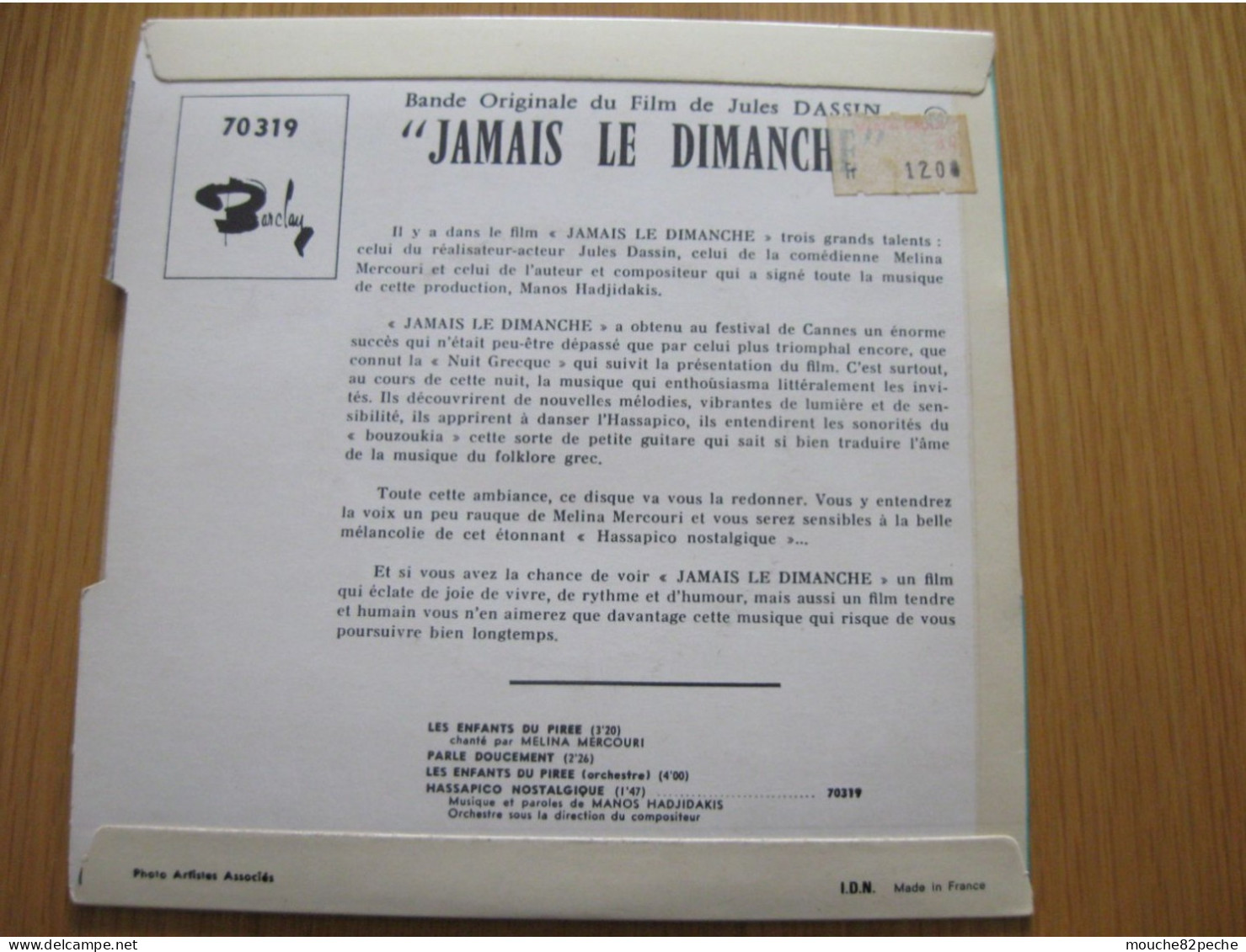 45 T - MELINA MERCOURI - B.O. DU FILM " JAMAIS LE DIMANCHE " - Musica Di Film