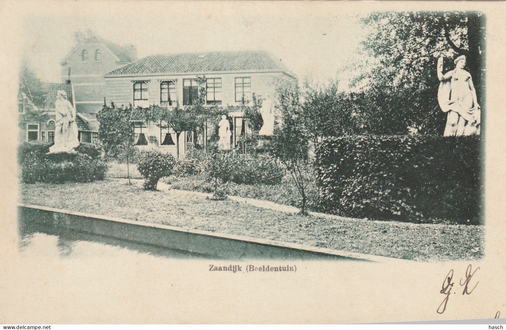 4922 2 Zaandijk, Beeldentuin. Rond 1900.  - Zaanstreek