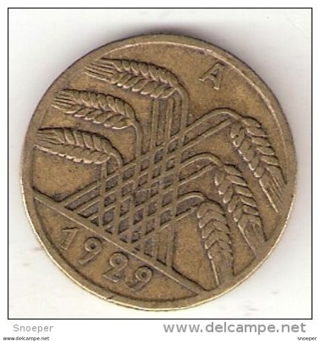 Germany Weimar 10   Pfennig 1929 A Km 40  Vf+ - 10 Rentenpfennig & 10 Reichspfennig