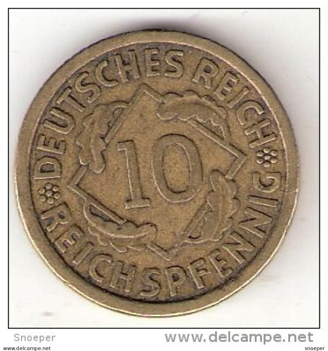 Germany Weimar 10   Pfennig 1929 A Km 40  Vf+ - 10 Rentenpfennig & 10 Reichspfennig