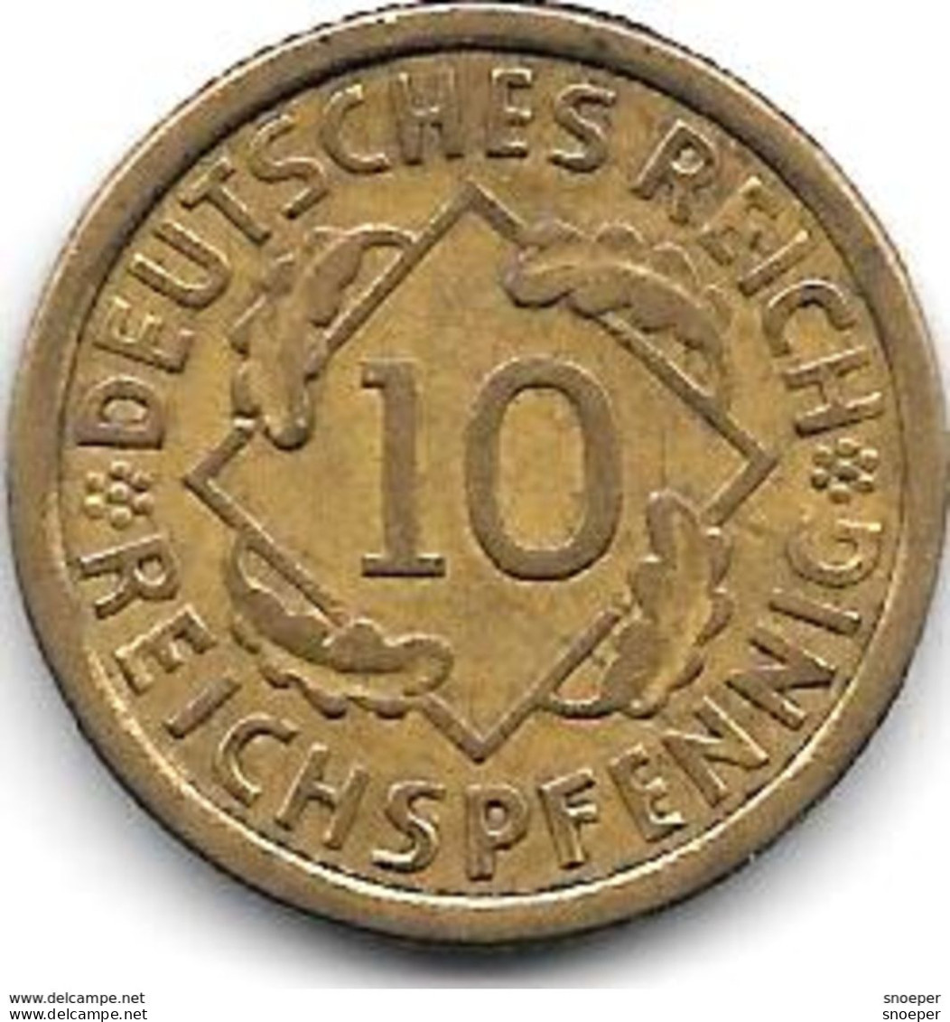 *Weimar 10 Pfennig 1936 J  Km 40 Vf+ - 10 Rentenpfennig & 10 Reichspfennig