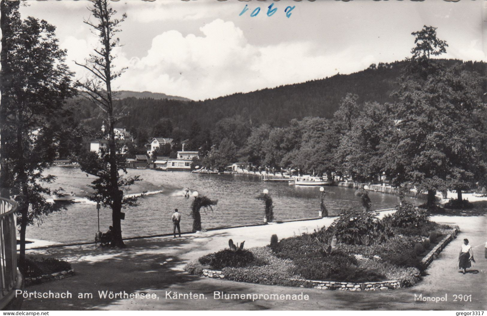 E915) PÖRTSCHACH Am Wörthersee - Kärnten - Blumenpromenade Boot Personen Häuser Alte S/W FOTO AK - Pörtschach