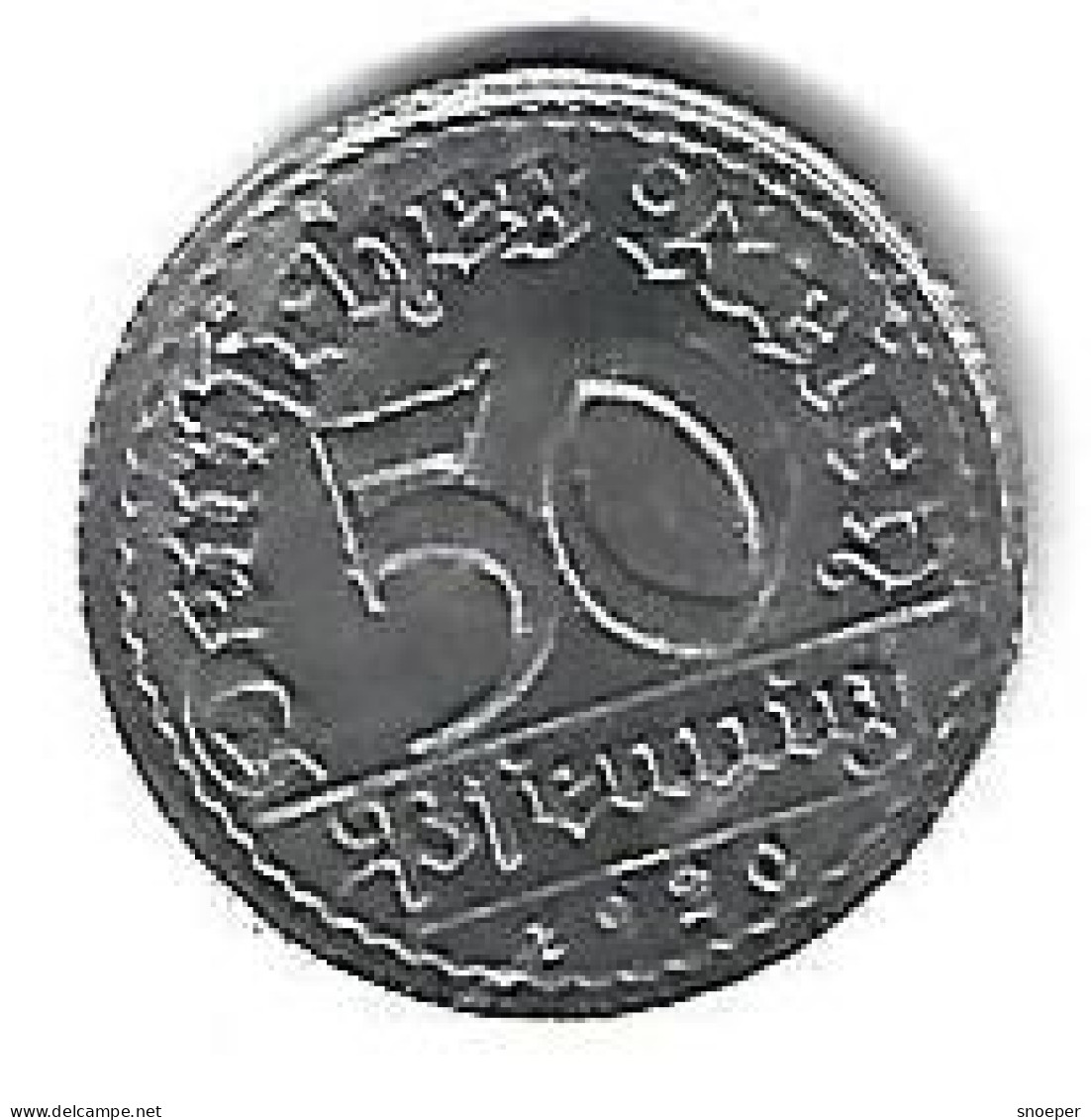 Weimar Rep 50   Pfening 1920 G  Km 27   Xf+!!!! Catalog Val. 30,00$ - 50 Renten- & 50 Reichspfennig