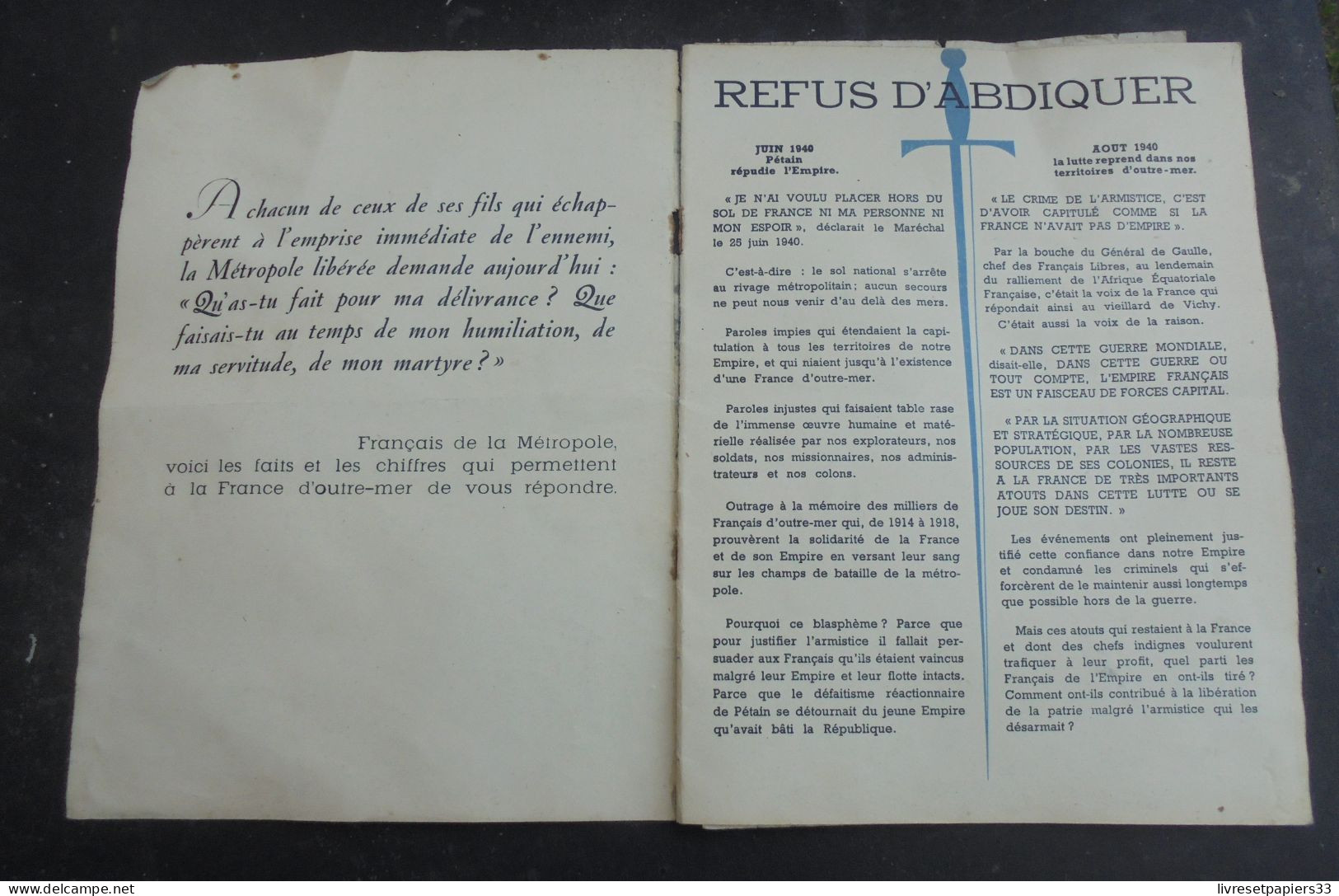 Les Colonies Pour La Libération De La Métropole 1945 - Andere & Zonder Classificatie