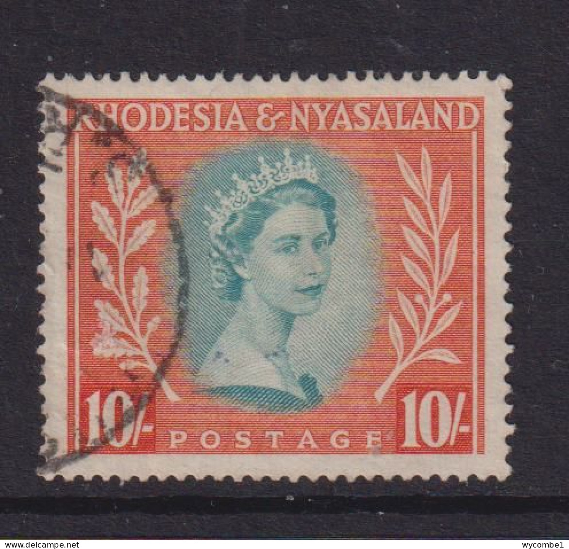 RHODESIA AND NYASALAND   - 1954 Elizabeth II 10s Used As Scan - Rhodesië & Nyasaland (1954-1963)